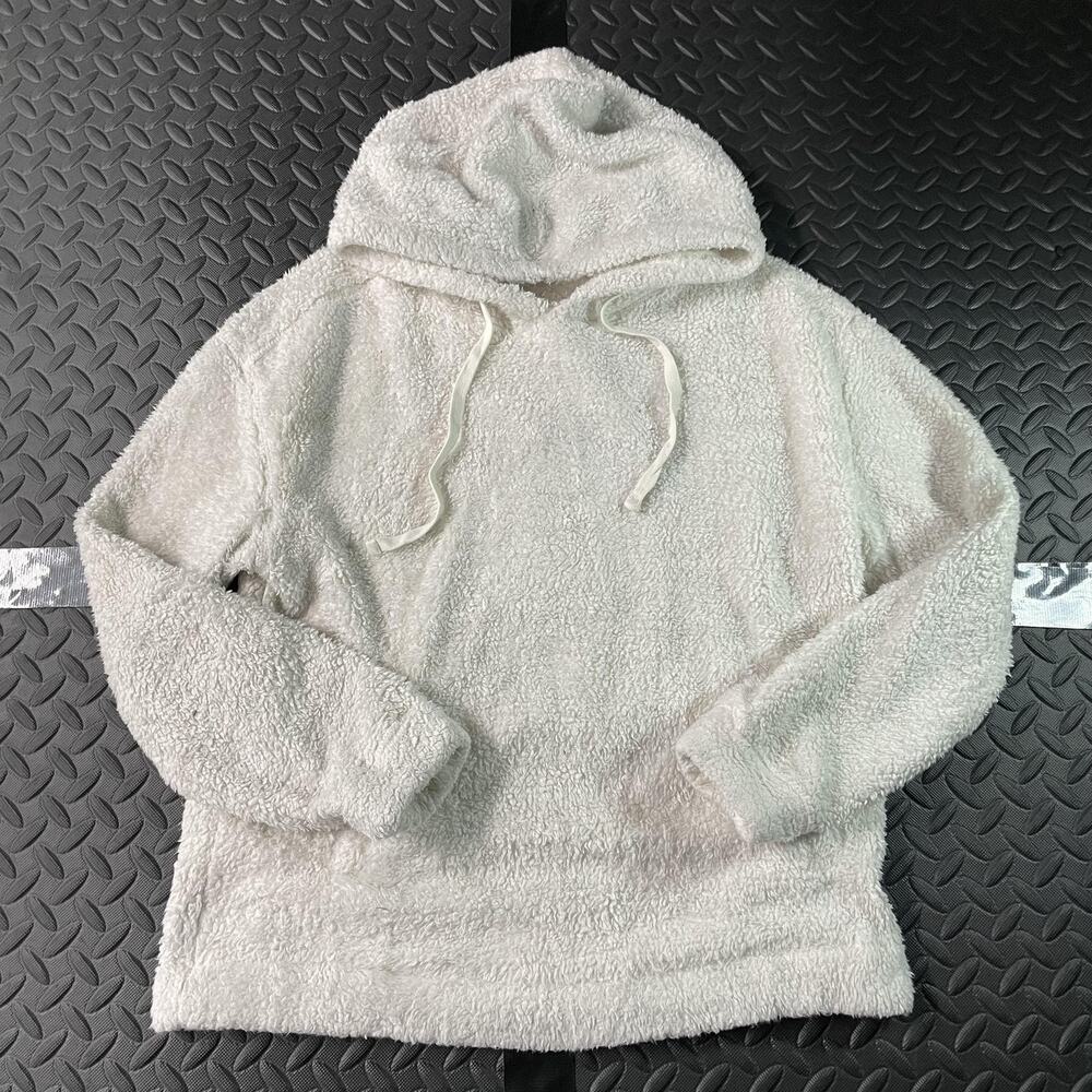 Universal Thread Hoodie Womens Medium White Sherpa Pullover Kangaroo Pocket Cozy